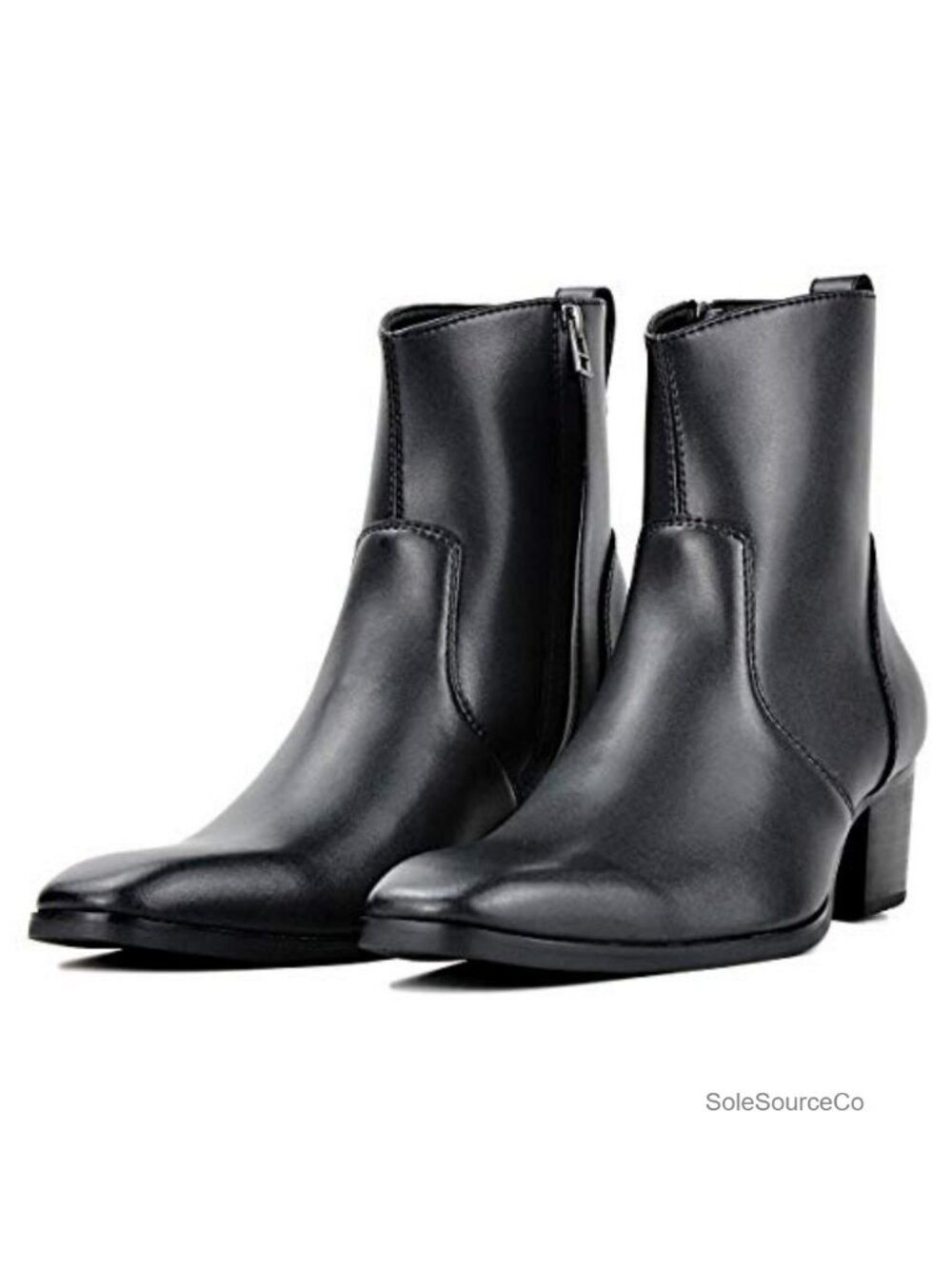 Men's Handcrafted Leather Chelsea Ankle Boots with Side Zipper Microfiber Dress